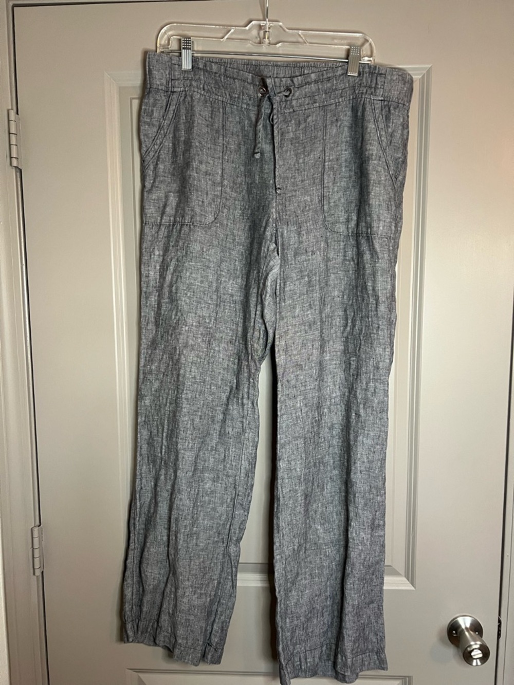 Athleta Gray Straight-Leg Linen Pants